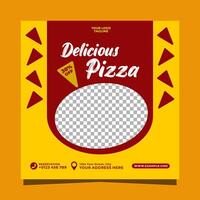 Delicious pizza social media banner square template design vector