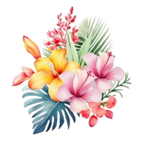 ai généré classique aquarelle tropical bouquet clipart png