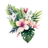 AI generated Exotic Watercolor Tropical Bouquet Design png