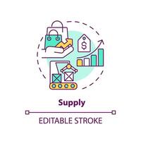 Supply multi color concept icon. Total amount of good, service available to consumers. Higher prices. Round shape line illustration. Abstract idea. Graphic design. Easy to use in brochure marketing vector