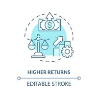 Higher returns soft blue concept icon. Effective investment management. Peer-to-peer lending. Profits. Round shape line illustration. Abstract idea. Graphic design. Easy to use in marketing vector