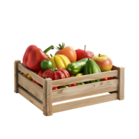 ai généré Frais légumes dans transparent en bois Caisse png