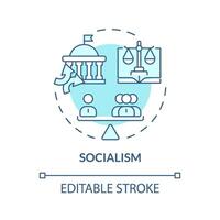 Socialism ideology soft blue concept icon. Collective economy planning. Authoritarian political structure. Round shape line illustration. Abstract idea. Graphic design. Easy to use vector