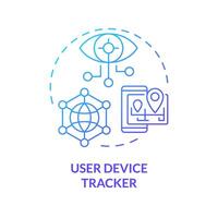 Digital tracking blue gradient concept icon. Device management, security protocols. Vulnerability assessment, cybersecurity. Round shape line illustration. Abstract idea. Graphic design. Easy to use vector