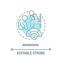 Anhedonia soft blue concept icon. Personality disorder. Psychiatry condition. Round shape line illustration. Abstract idea. Graphic design. Easy to use in infographic, presentation, brochure, booklet vector