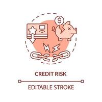 Credit risk red concept icon. Risk of default. P2P loans. Borrower fails to make required payments. Round shape line illustration. Abstract idea. Graphic design. Easy to use in marketing vector