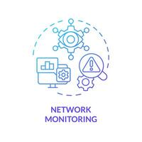 Network monitoring blue gradient concept icon. Assessment management, detection. Digital tracking, connection control. Round shape line illustration. Abstract idea. Graphic design. Easy to use vector