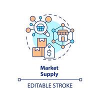 Market supply multi color concept icon. Products available for sale in market. Producers supplies. Round shape line illustration. Abstract idea. Graphic design. Easy to use in brochure marketing vector