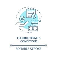 Flexible terms and conditions soft blue concept icon. Loan amounts and repayment schedules. Round shape line illustration. Abstract idea. Graphic design. Easy to use in marketing vector