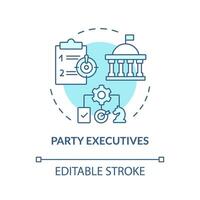 Political party executives soft blue concept icon. Public sector politics. Constitution authority, federal government. Round shape line illustration. Abstract idea. Graphic design. Easy to use vector