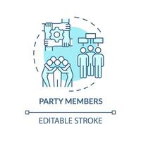 Political party members soft blue concept icon. Government structure. Social policy, public administration. Round shape line illustration. Abstract idea. Graphic design. Easy to use vector