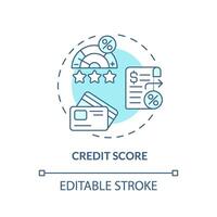 Credit score soft blue concept icon. Analysis of credit files. Creditworthiness. P2P lending. Round shape line illustration. Abstract idea. Graphic design. Easy to use in marketing vector