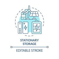 Stationary storage soft blue concept icon. High density energy source. Power battery supply. Round shape line illustration. Abstract idea. Graphic design. Easy to use in brochure, booklet vector