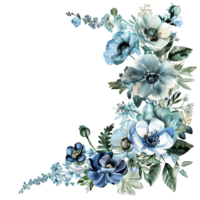 ai généré élégant aquarelle bleu fleurs clipart png