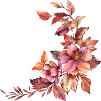 AI generated Subdued Fall Leaves Watercolor Illustration png