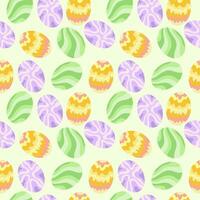 Seamless Easter day pattern background with eggs on green background vector