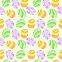 Seamless Easter day pattern background with eggs on green background vector