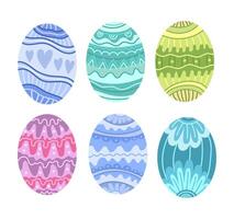 Set with different colorful eggs on a white background vector