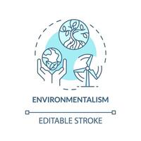 Environmentalism political movement soft blue concept icon. Preservation nature politics. Pollution control, biodiversity. Round shape line illustration. Abstract idea. Graphic design. Easy to use vector