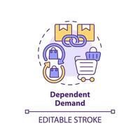 Dependent demand multi color concept icon. Demand for product influenced by demand for another product. Round shape line illustration. Abstract idea. Graphic design. Easy to use in brochure marketing vector