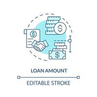 Loan amount soft blue concept icon. Borrowing money. Deal between borrower and lender. P2P platform. Round shape line illustration. Abstract idea. Graphic design. Easy to use in marketing vector