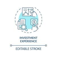 Investment experience soft blue concept icon. Passive investment options. P2P lending advantages for investors. Round shape line illustration. Abstract idea. Graphic design. Easy to use in marketing vector