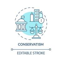 Conservatism ideology soft blue concept icon. Political idea, economy regulation. Traditional values, free market. Round shape line illustration. Abstract idea. Graphic design. Easy to use vector