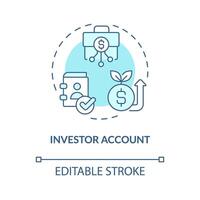 Investor account soft blue concept icon. Fill personal and financial information. Invest money to fund loans. Round shape line illustration. Abstract idea. Graphic design. Easy to use in marketing vector