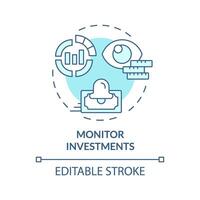 Monitor investment soft blue concept icon. Receive payments. Invested in loans and monitor performance. Round shape line illustration. Abstract idea. Graphic design. Easy to use in marketing vector