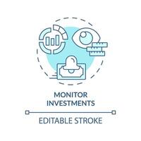 monitor inversión suave azul concepto icono. recibir pagos invertido en préstamos y monitor actuación. redondo forma línea ilustración. resumen idea. gráfico diseño. fácil a utilizar en márketing vector