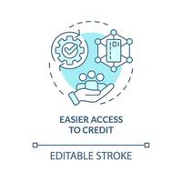 Easier access to credit soft blue concept icon. P2P lending advantages for borrowers. Access to capital. Round shape line illustration. Abstract idea. Graphic design. Easy to use in marketing vector