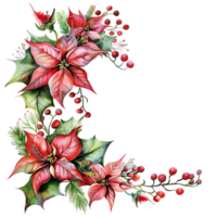 AI generated Lush Poinsettia Flower in Watercolor png