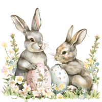 ai généré délicieux peu lapin dans aquarelle png