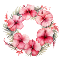 ai generado sometido hibisco acuarela ilustración png