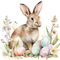 ai généré adorable aquarelle lapin clipart png