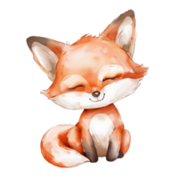 AI generated Serene Fox Illustration in Watercolor png