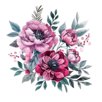 AI generated Dreamy Magenta Peony Petals in Watercolor Clipart png