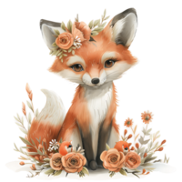 AI generated Charming Watercolor Clipart of a Little Fox png