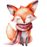 AI generated Sweet Watercolor Fox Illustration png