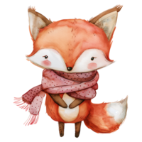 AI generated Small Fox in Watercolor Clipart png