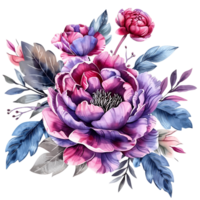 AI generated Elegant Magenta Peony Flower Clipart in Watercolor png