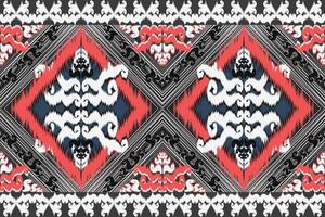 Abstract tribal ikat fabric pattern made from Asian geometric shapes. vector