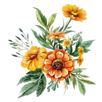 ai generiert charmant Aquarell Clip Art von ein Ringelblume png