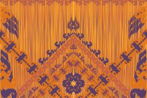 Abstract tribal ikat fabric pattern made from Asian geometric shapes. vector