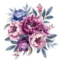 AI generated Subdued Magenta Peony Blossom Watercolor Clipart png