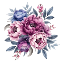 ai genererad dämpad magenta pion blomma vattenfärg ClipArt png