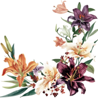 AI generated Dreamy Lily Petals in Watercolor Clipart png