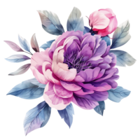 AI generated Ethereal Watercolor Magenta Peony Flower Clipart png