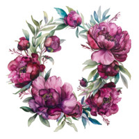 ai generiert wunderlich Magenta Pfingstrose Blüten Aquarell Clip Art png