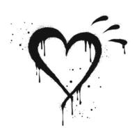 Spray painted graffiti heart sign in black over white. Love heart drip symbol. isolated on white background. vector illustration